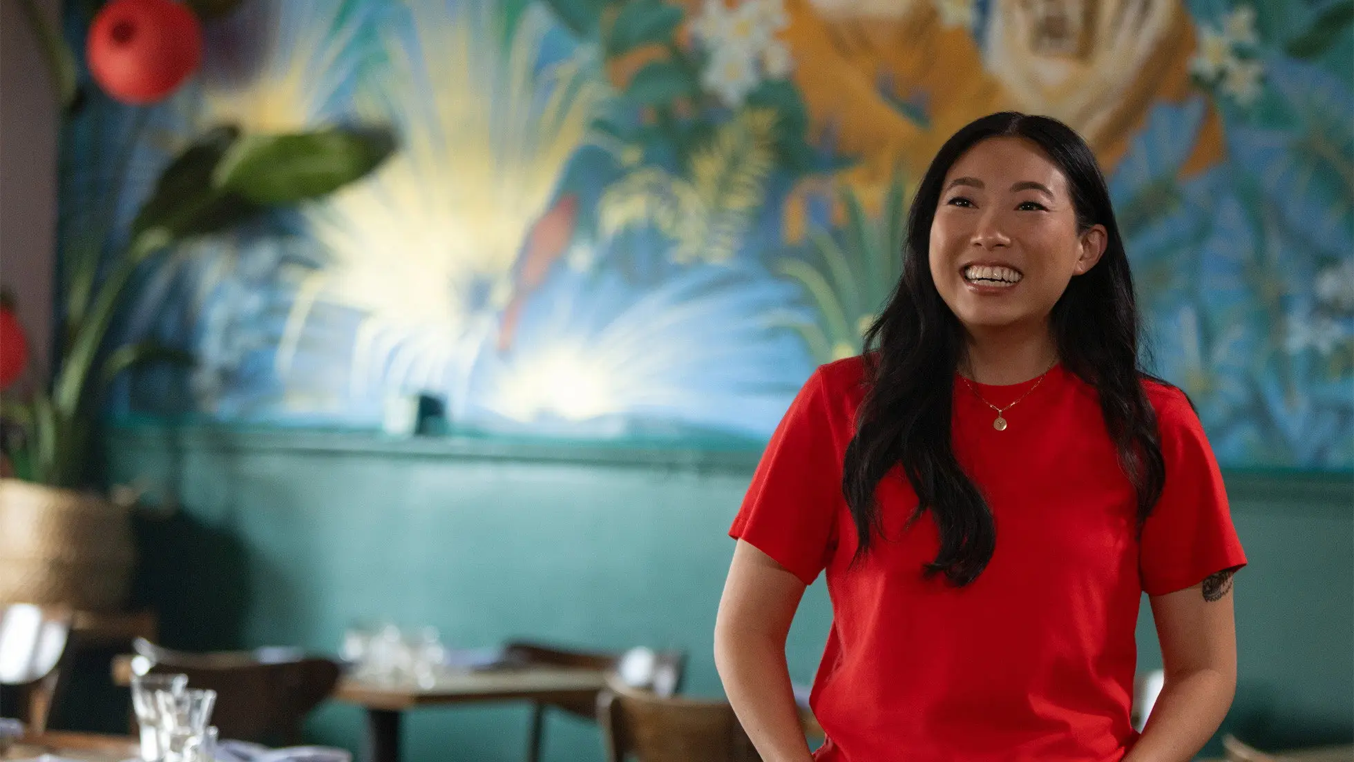 The Unlikely Cook with Awkwafina backdrop