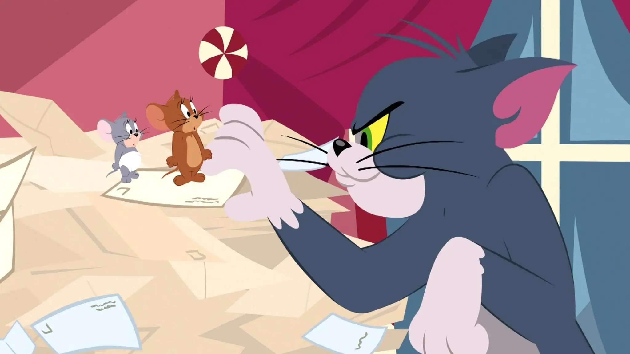 Tom and Jerry Santa's Little Helpers backdrop
