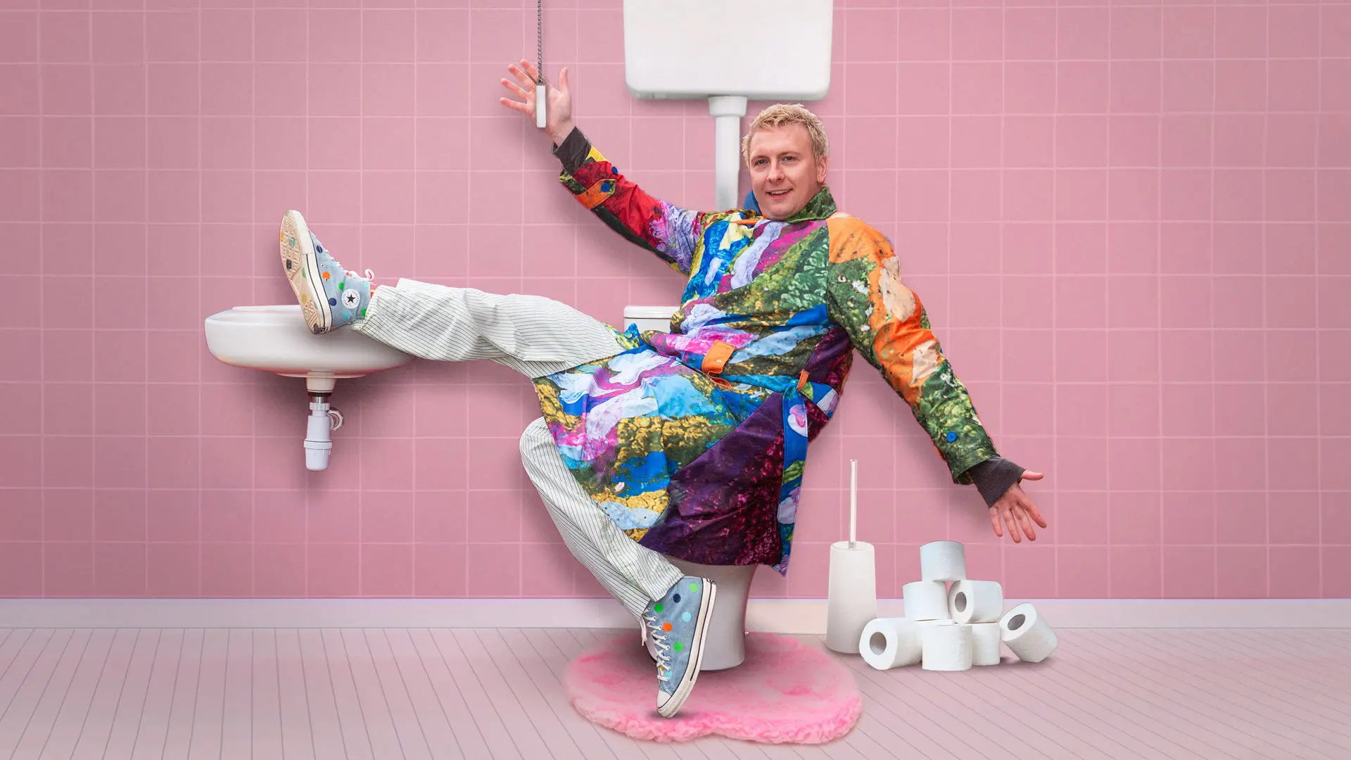 Joe Lycett vs Sewage backdrop