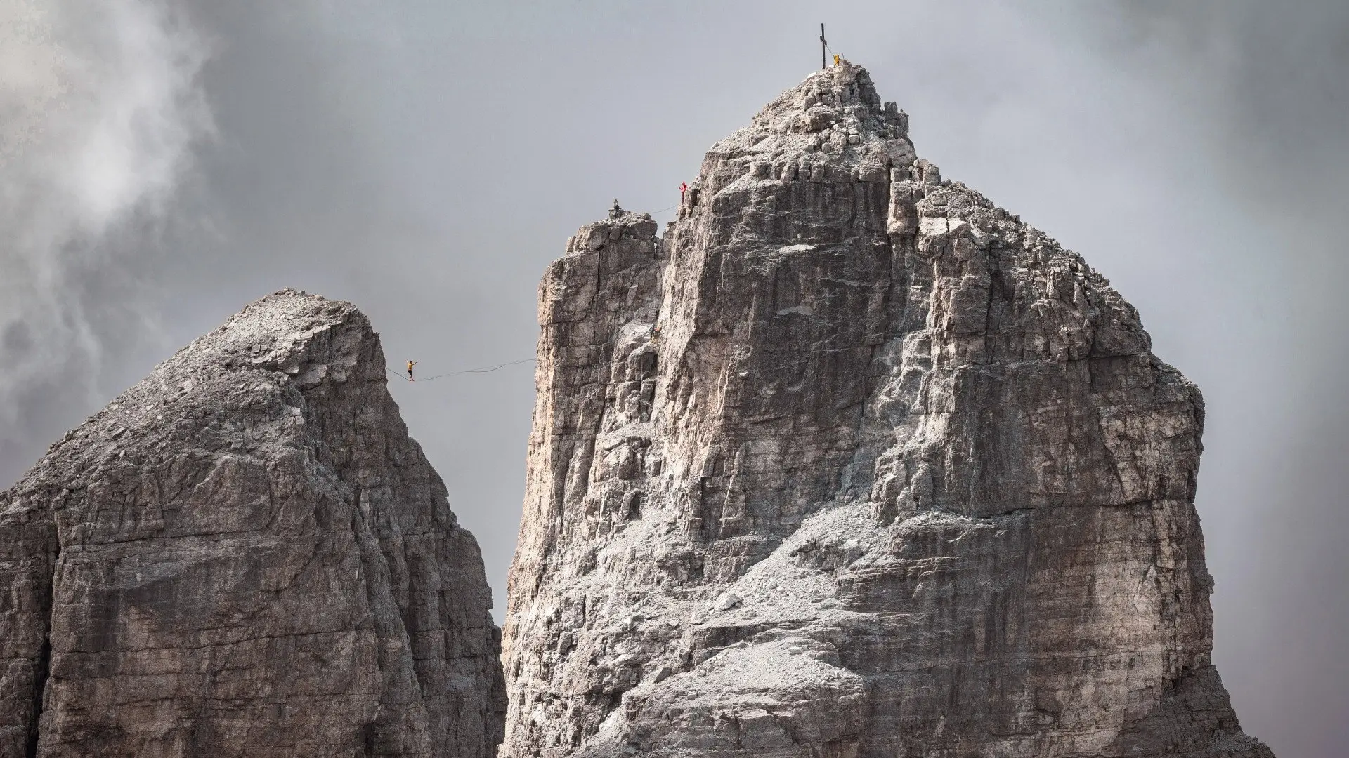 High Above: Highlining on Tribulaun backdrop