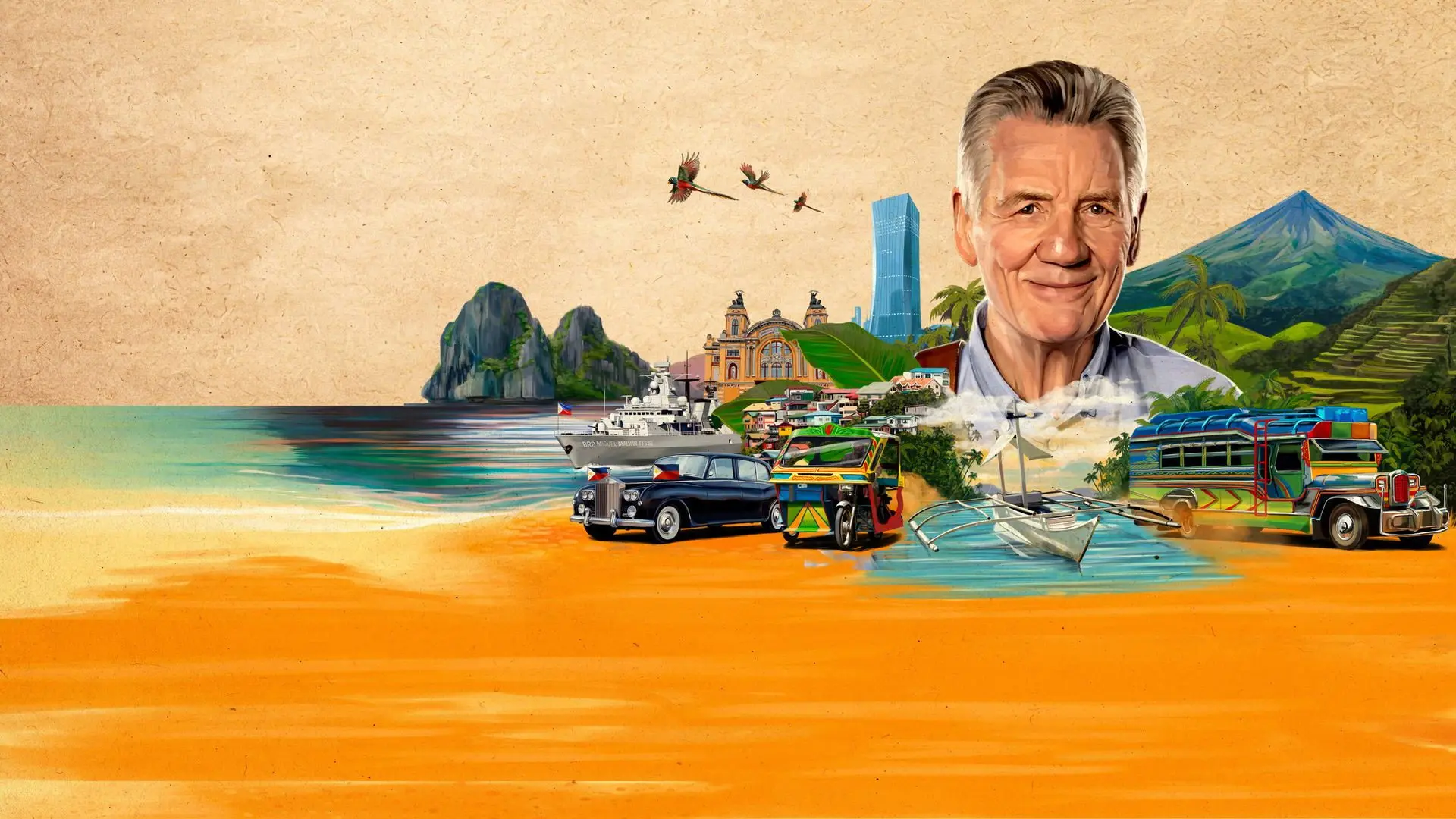 Michael Palin in the Philippines backdrop