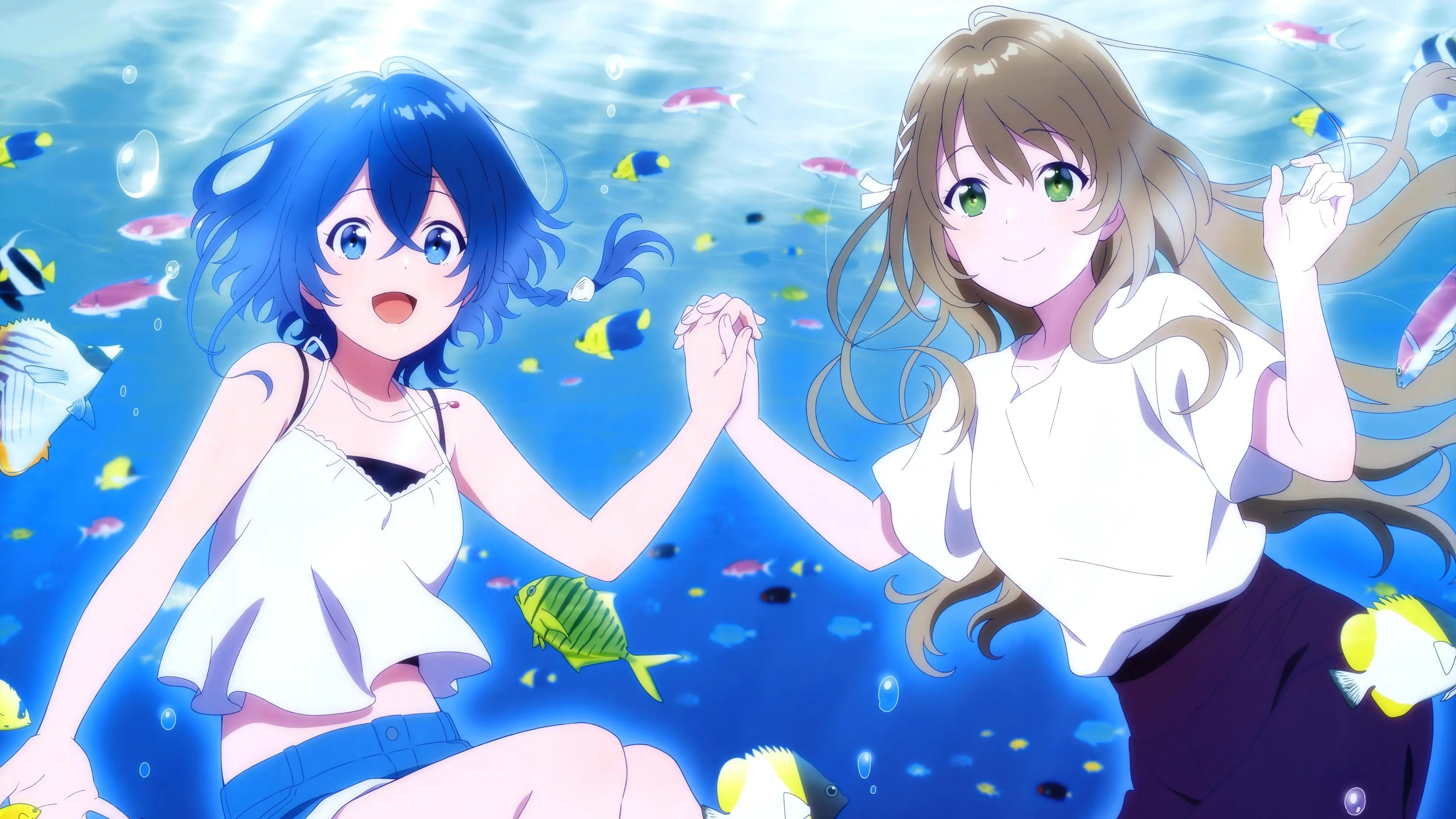 The aquatope on white sand backdrop