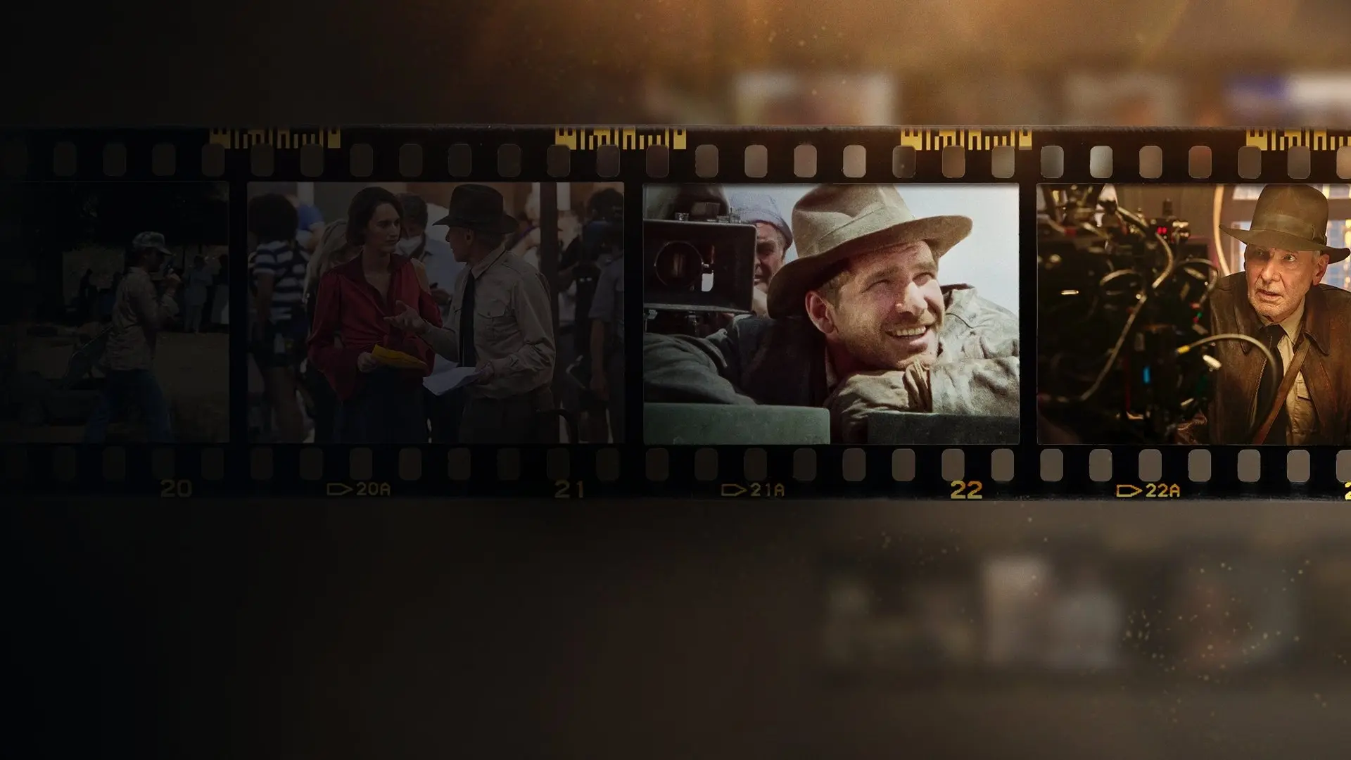 Timeless Heroes: Indiana Jones and Harrison Ford backdrop